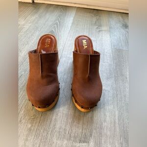MIA Women's Brown Suede Clogs Size 8